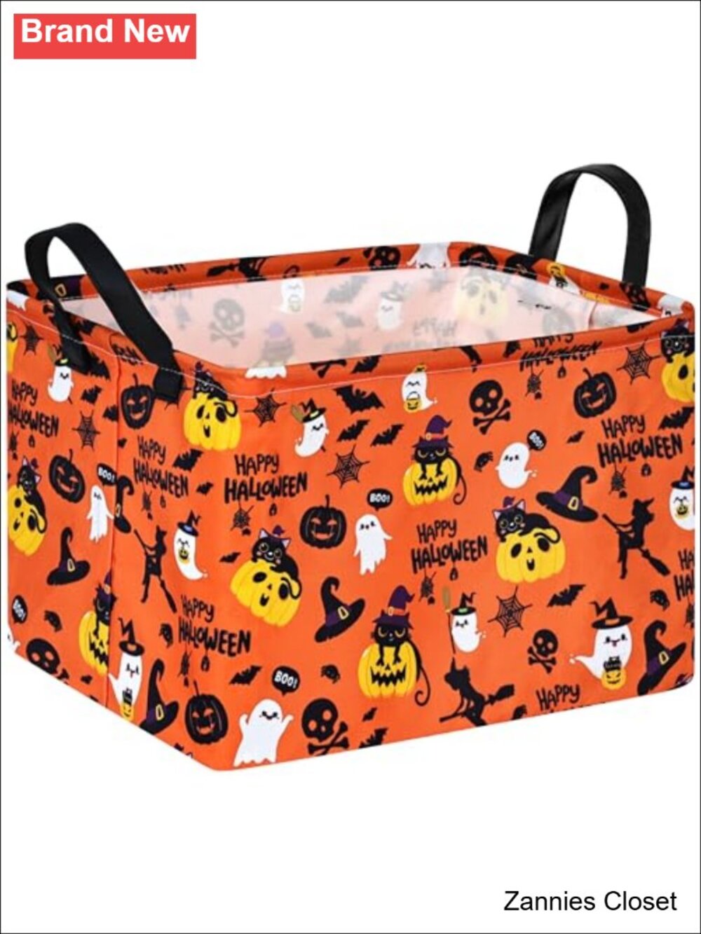 👻 Halloween Pumpkin Ghost Storage Basket Cotton Linen Blend Foldable